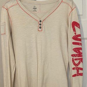Zumba Tan w/Red accents Long Sleeve Pullover T-Shirt - Large